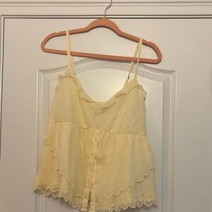 Hollister Light Yellow Camisole with Lace Trim